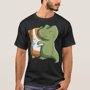 Camiseta Kawaii Guiné Pig Hugging T Rex Dinossaur 