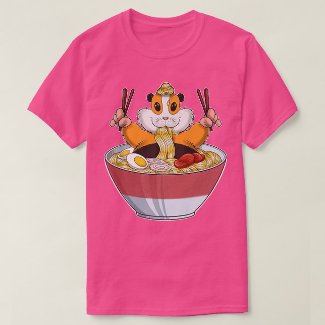 Camiseta Kawaii Guiné Pig Ramen Noodles I Otaku Anime Guin (Frente do Design)