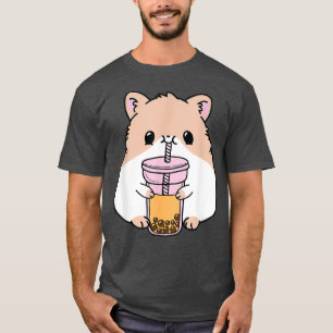 Camiseta Kawaii Hamster Chá de bolha Leite Chá Cugado Jap