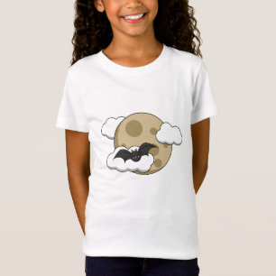 Camiseta Kawaii Happy Bat Voando em Lua Cheia
