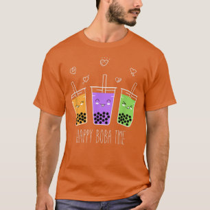 Camiseta Kawaii Happy Boba Tea Time Bubble milk Tea Bebidas