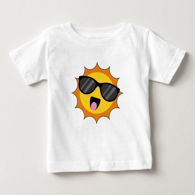 Camiseta Kawaii Happy Sun com óculos escuros (Frente)