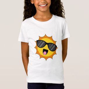 Camiseta Kawaii Happy Sun com óculos escuros
