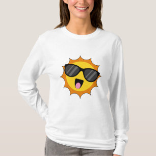 Camiseta Kawaii Happy Sun com óculos escuros
