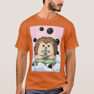 Camiseta Kawaii Hedgehog Bubble Boba milk Tea Japonês Aest