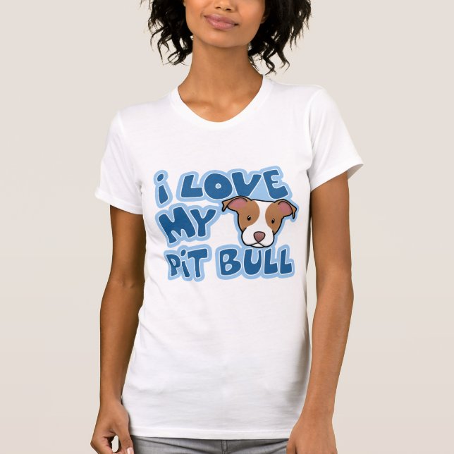 Camiseta Kawaii I Love My Pit Bull Women's (Frente)