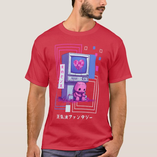 Camiseta Kawaii Japanese Retro 90s Nostalgia Vaporwave Retr (Frente)