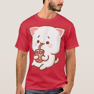 Camiseta Kawaii Japão Otaku Boba Tea Bubble Tea Neko Cute K