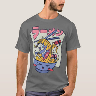 Camiseta Kawaii Japão Panda Surfando Um Ramen Noodle Wave C