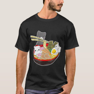 Camiseta Kawaii Japonês Anime Cat Hoodie Bowl Ramen Noodle