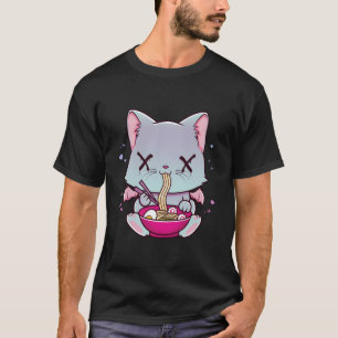Camiseta Kawaii Japonês Anime Cat Ramen Hoodie - Creepy Pa