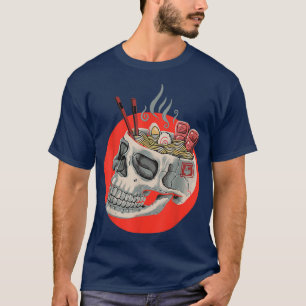 Camiseta Kawaii Japonês Anime Roupas Skeleton Ramen 