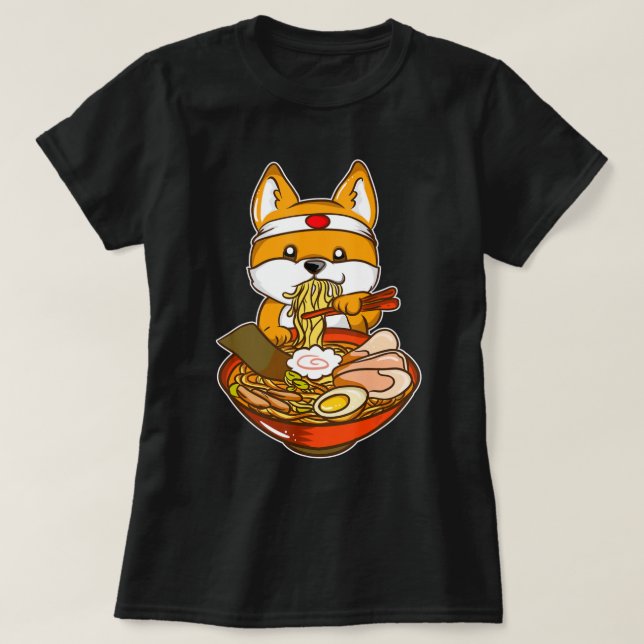 Camiseta Kawaii Japonês Anime Shiba Inu Ramen.png (Frente do Design)