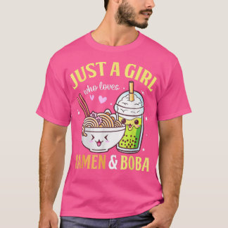 Camiseta Kawaii Japonês Anime So Girl ama Ramen Boba B