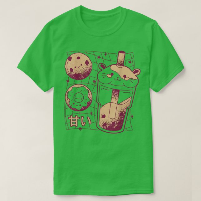 Camiseta Kawaii Japonês Boba Tea Guiné Rosquinha Cookie G (Frente do Design)