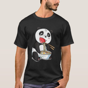 Camiseta Kawaii Japonês Panda Cat Ramen Mostra Panda Gigant