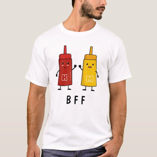 Camiseta Kawaii Ketchup & Mustard: Melhores Amigos para Sem (Frente)