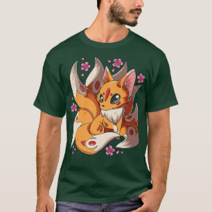 Camiseta Kawaii Kitsune Fox Japonês Nove Fox Magica