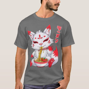 Camiseta Kawaii Kitsune Ramen Noodles Japonês Anime Noodle