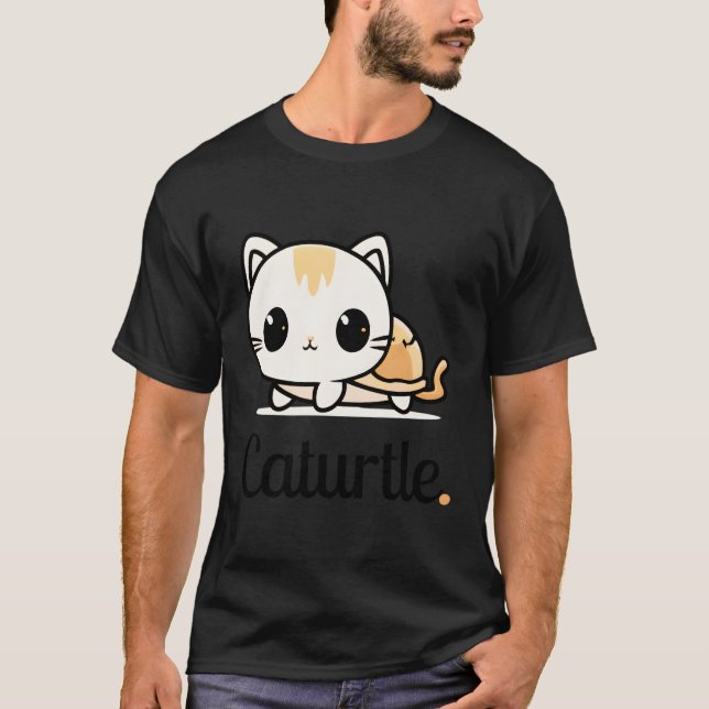 Camiseta Kawaii Kitten Caturtle Anime Cat Chibi Turtle Cat (Frente)