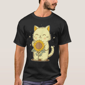 Camiseta Kawaii Kitten Kitty Anime Gato Girassol Luz do Sol