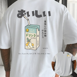 Camiseta Kawaii Lemon Juice Box Cat Japanese Aesthetic