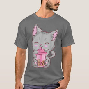 Camiseta Kawaii Maneki Neko Raparigas Gatinhas, Anime Boba 