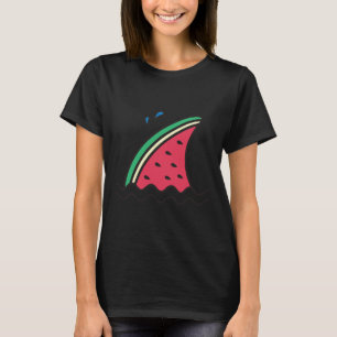 Camiseta Kawaii Melancia Barbatana de Tubarão Divertida Fam