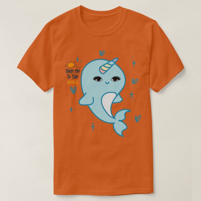 Camiseta Kawaii Narwhal Cute Design (Frente do Design)