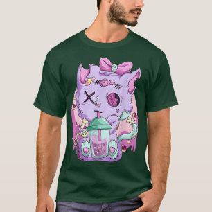 Camiseta Kawaii Neko Boba Tea Camiseta, Gótico Pastel Aesth