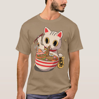 Camiseta Kawaii Neko Cat Kitten Ramen Noodle Japonês