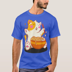 Camiseta Kawaii Neko Cat Ramen Bowl Anime Noodles Japoneses