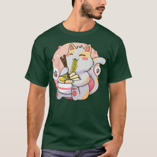 Camiseta Kawaii Neko Cat Ramen Bowl Anime Noodles Japoneses
