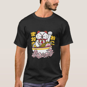 Camiseta Kawaii Neko Cat Ramen Bowl Anime Otaku Japonês Ca
