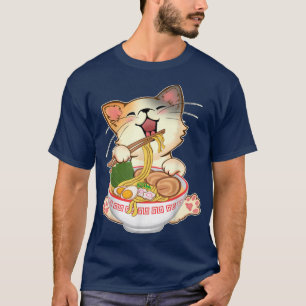Camiseta Kawaii Neko Cute Ramen Gata Anime Noodle Japonês