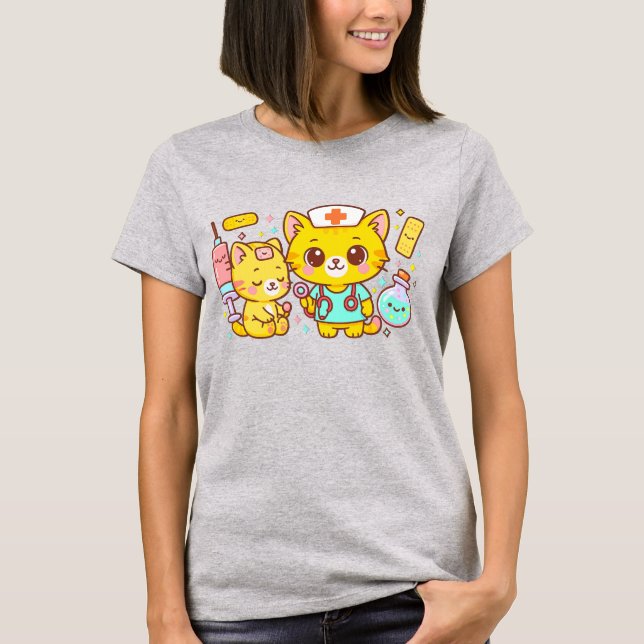 Camiseta Kawaii Nurse Cats (Frente)
