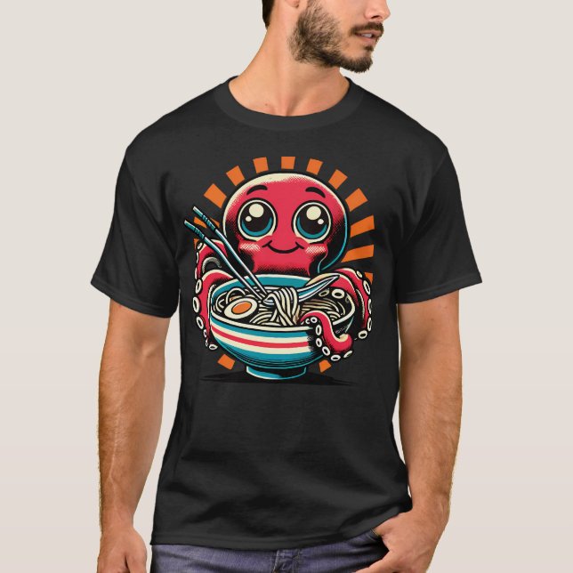 Camiseta Kawaii Octopus ama Ramen Noodles (Frente)