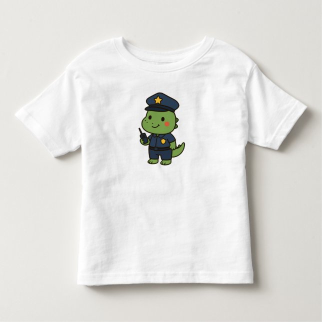Camiseta Kawaii Officer Dinosaur – Cute Dino Jobs (Frente)