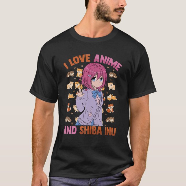 Camiseta Kawaii Otaku - Eu Adoro Anime E Shiba Inu - Bonito (Frente)
