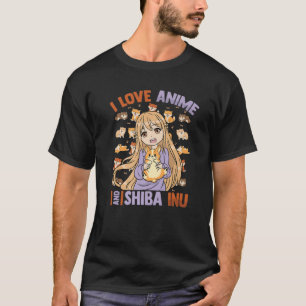 Camiseta Kawaii Otaku Girl - Eu Amo Animes E Shiba Inu - C