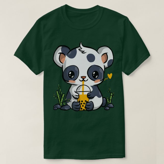 Camiseta Kawaii Panda Boba Bubble Tea Drinker Anime Gift Gi (Frente do Design)