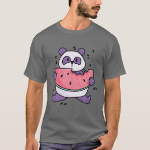 Camiseta Kawaii Panda Com Melancia