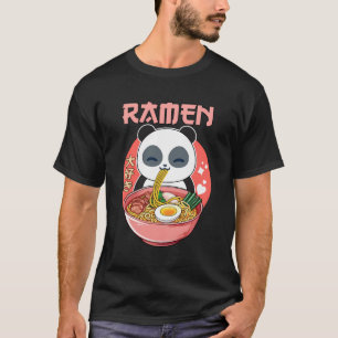 Camiseta Kawaii Panda Comendo Ramen Noodles Anime E R