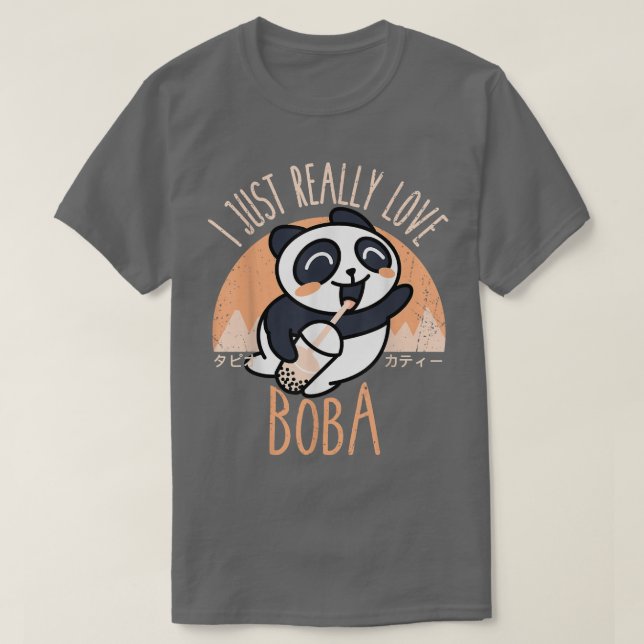 Camiseta Kawaii Panda Eu Adoro Boba Anim Japonês (Frente do Design)