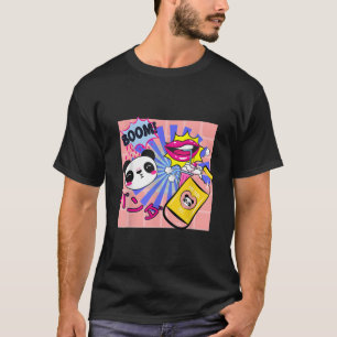 Camiseta Kawaii Panda Milkshake de Morango Anime Japonês