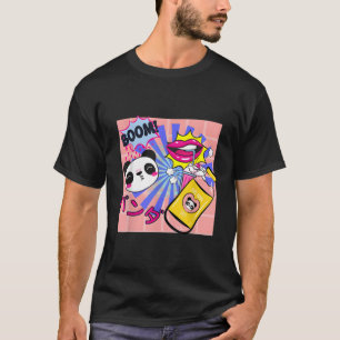 Camiseta Kawaii Panda Strawberry Milkshake Anime Japonês
