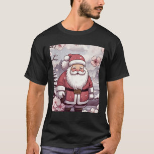 Camiseta Kawaii Papai Noel Natal Snowy Cherry Blossom