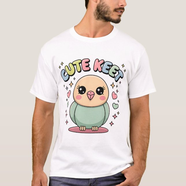 Camiseta Kawaii Parakeet | Cute Keet Pastel Bird Illustrati (Frente)