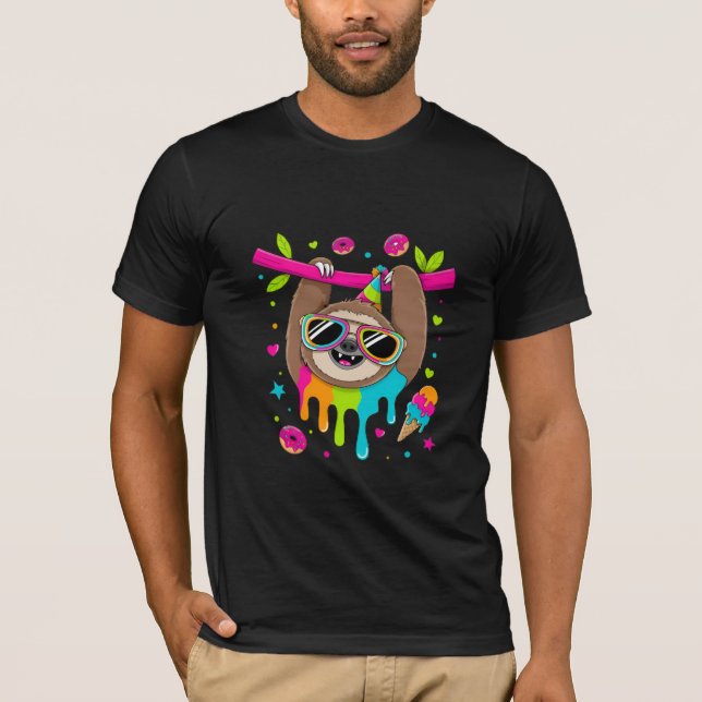 Camiseta Kawaii Party Sloth with Donuts (Frente)