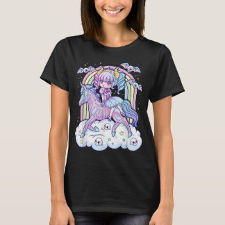 Camiseta Kawaii Pastel Goth Cute Creepy Sugar Skull Unicorn